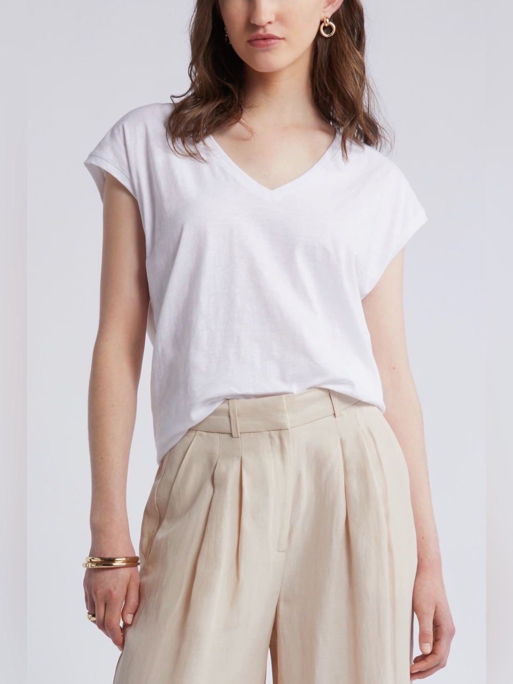Nordstrom Sleeveless Cotton V-Neck L